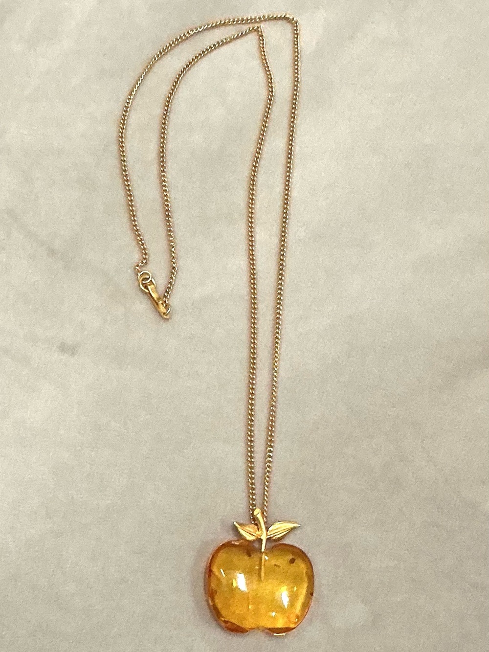 Gold-Tone Amber Apple Pendant Necklace